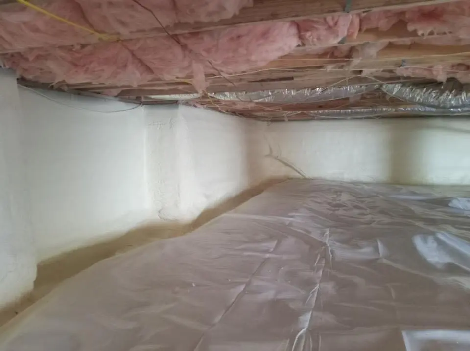 Crawl space encapsulation with closed-cell spray foam for Spray Foam Roofing in Prairie Grove